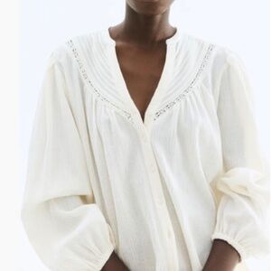 H&M Cream cotton/linen blouse